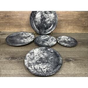 Dudson England Finest Vitrified Textured Lamb Black Plates 7” To 11” ~Set Of 5